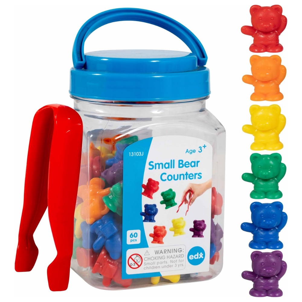 Bear Counters & Tweezer in Jar - 60pc Math Manipulative