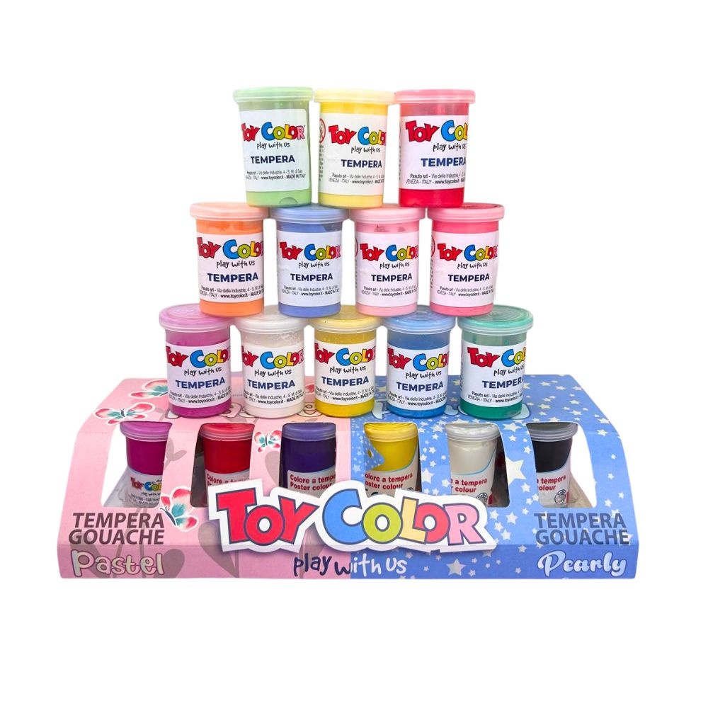 Ready Mix Poster Paint Pots - Pearly & Pastel - 12 Superwashable Colours, 25ml