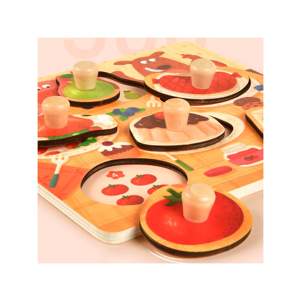 Wooden Peg Puzzle - Dinner Time