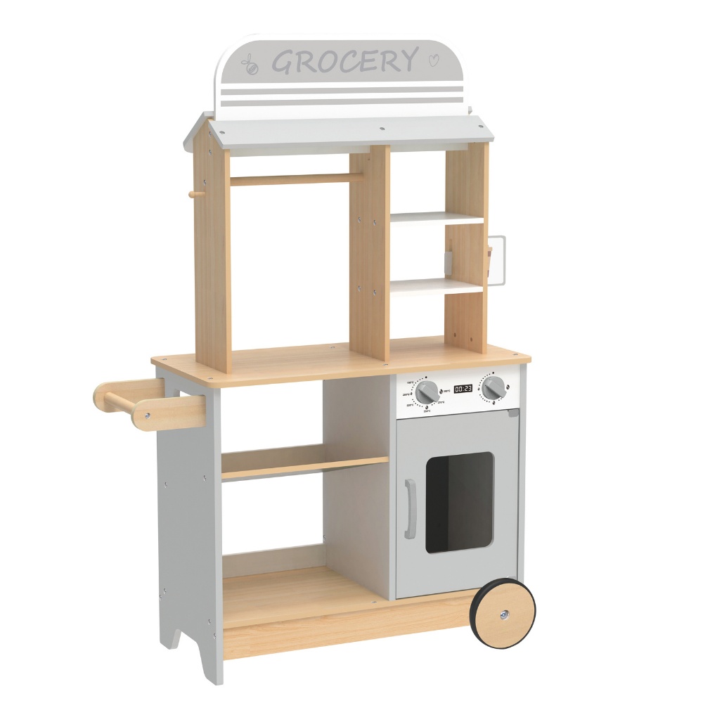Pretend Play Wooden Grocery Store Playset with Accessories
