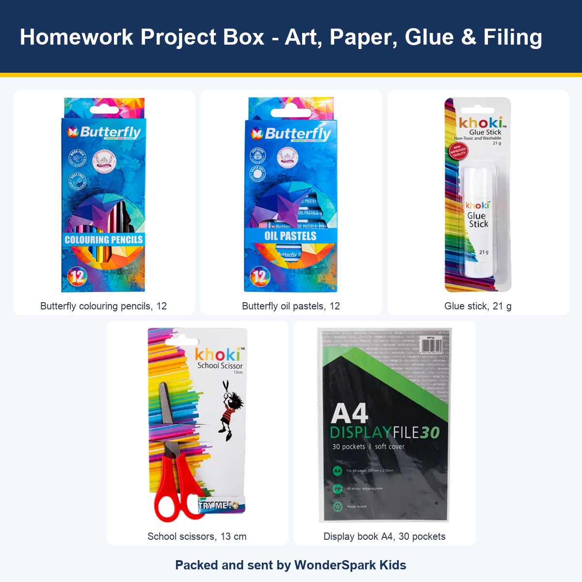 WonderSpark Kids Homework Project Box - Art, Paper, Glue & Filing