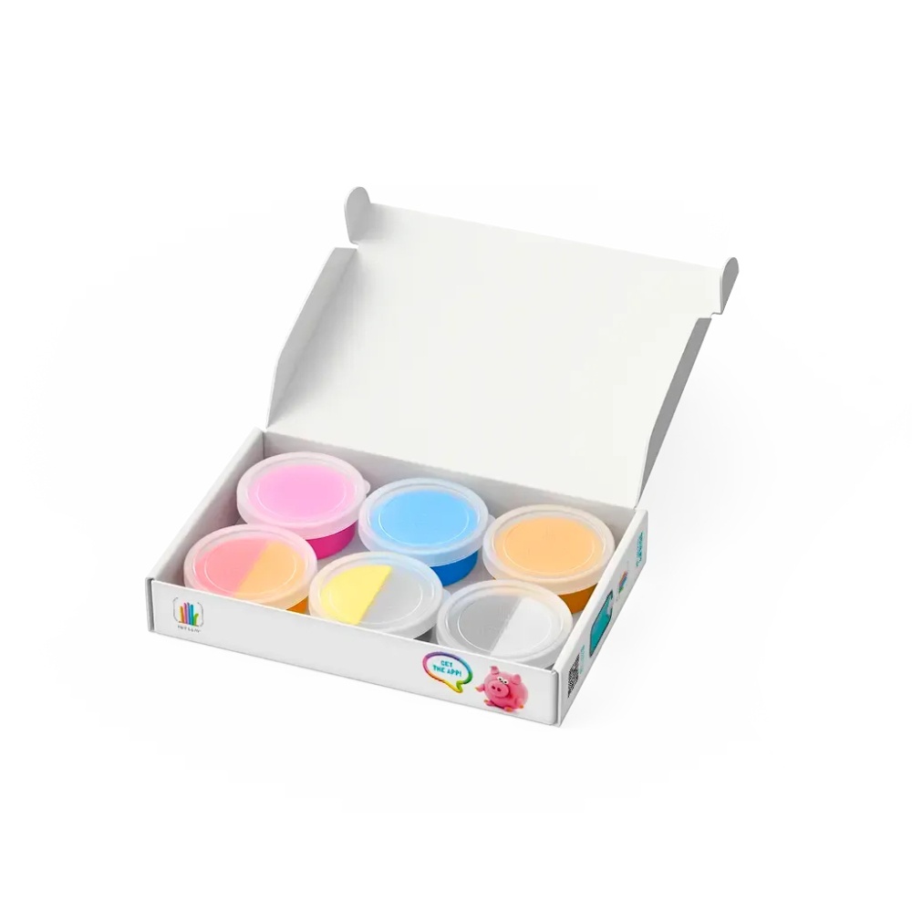 Modelling Air-Dry Clay with Fun Interactive App - Piggy, Horse, Rabbit, Series Animals, 6 cans