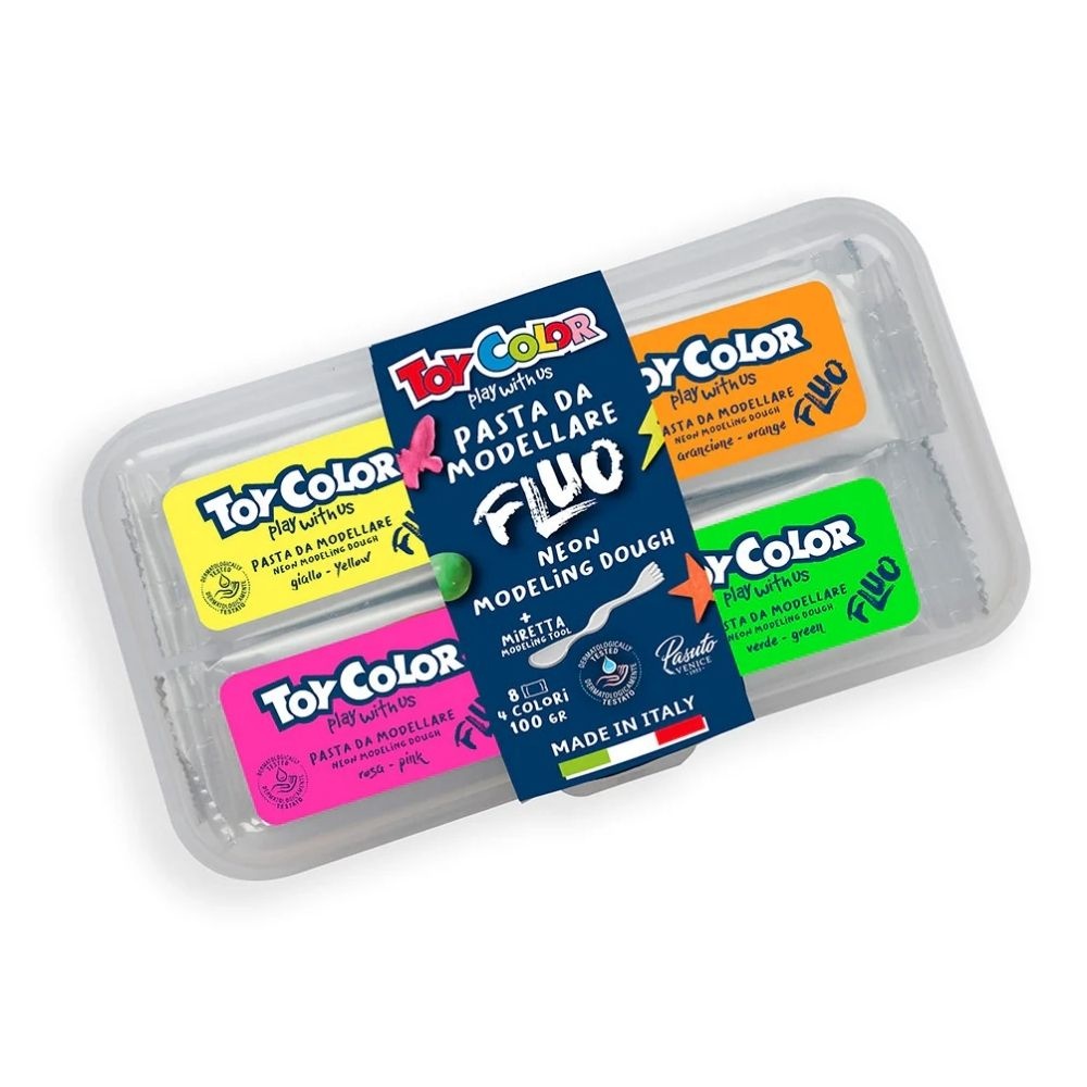 Neon Air Dry Modeling Clay Set - 8 x 100g (4 Colours) with Tool