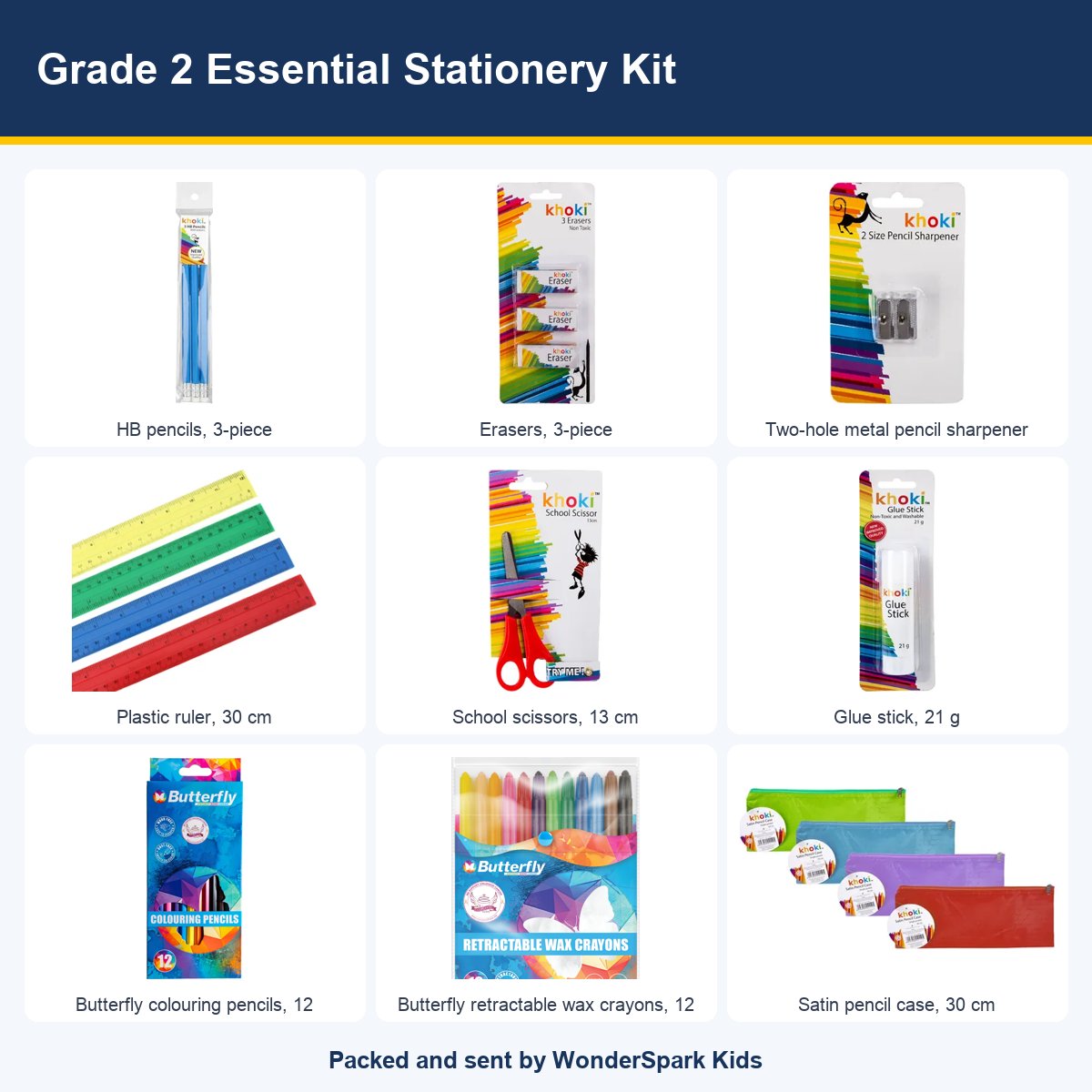 WonderSpark Kids Grade 2 Essential Stationery Kit