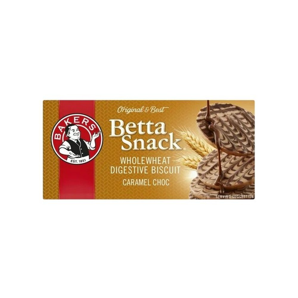 Bakers Betta Snack Caramel Chocolate Biscuits - 12 x 200g