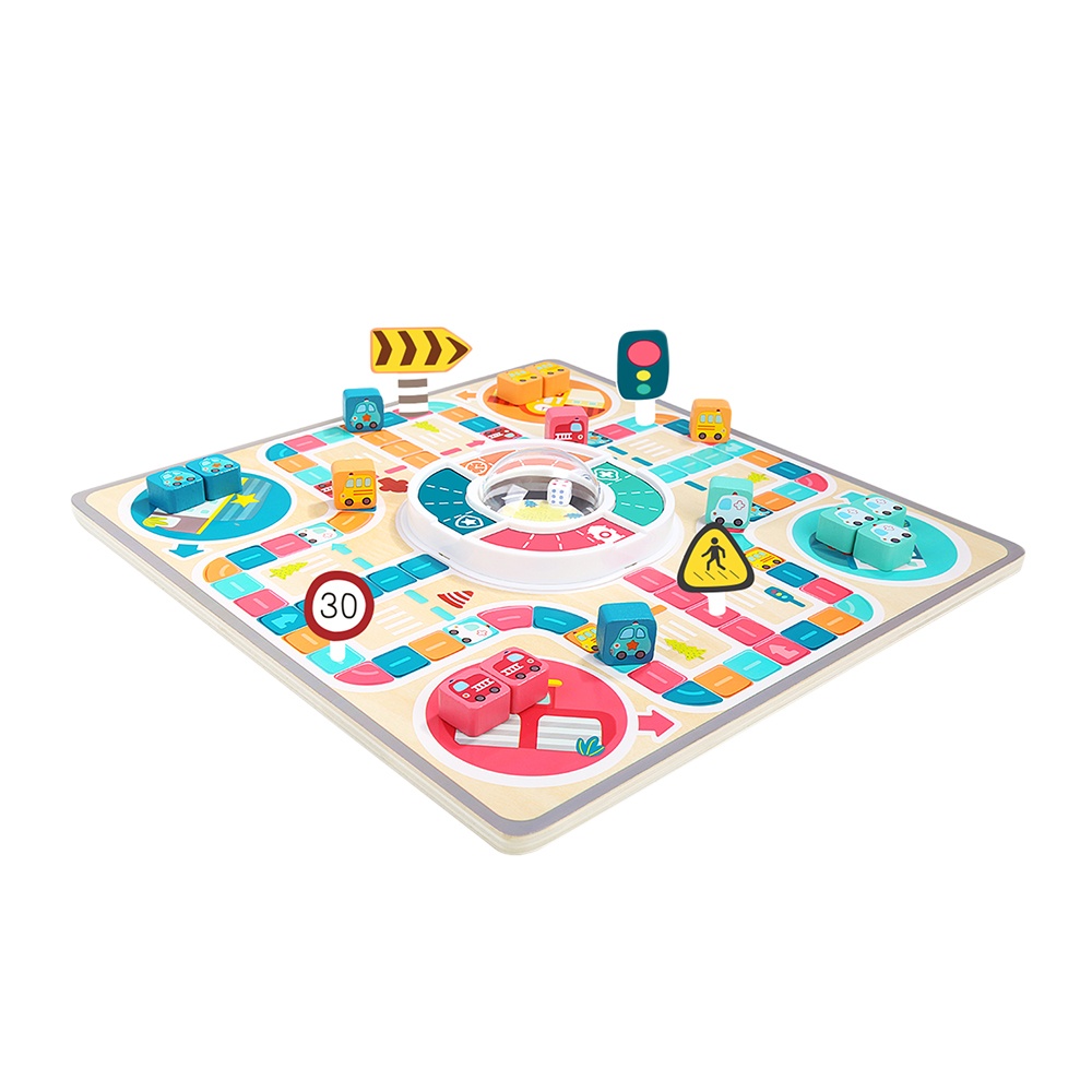 Wooden Ludo Board Game - Classic Family Strategy Game for Kids