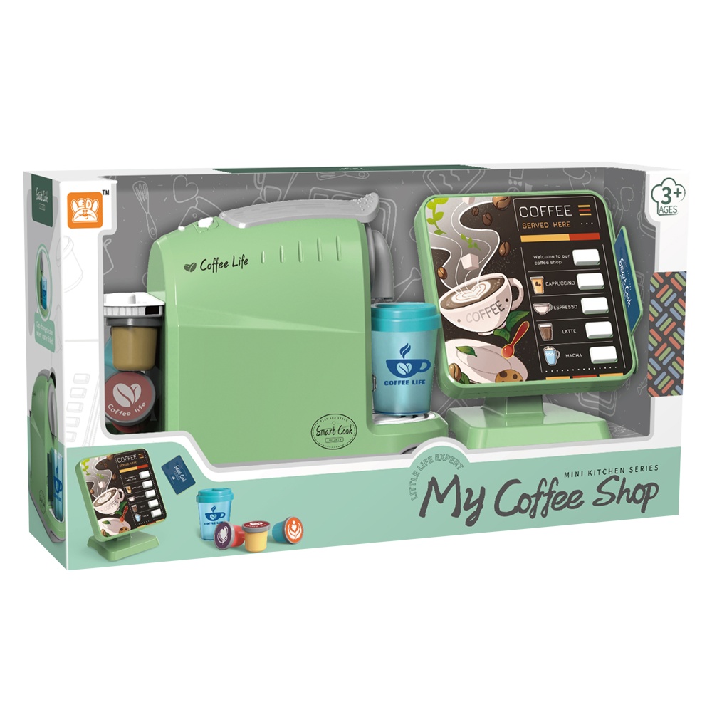 Pretend & Play Coffee Maker & Breakfast Set with Sounds & Colour Changing Cups - Green