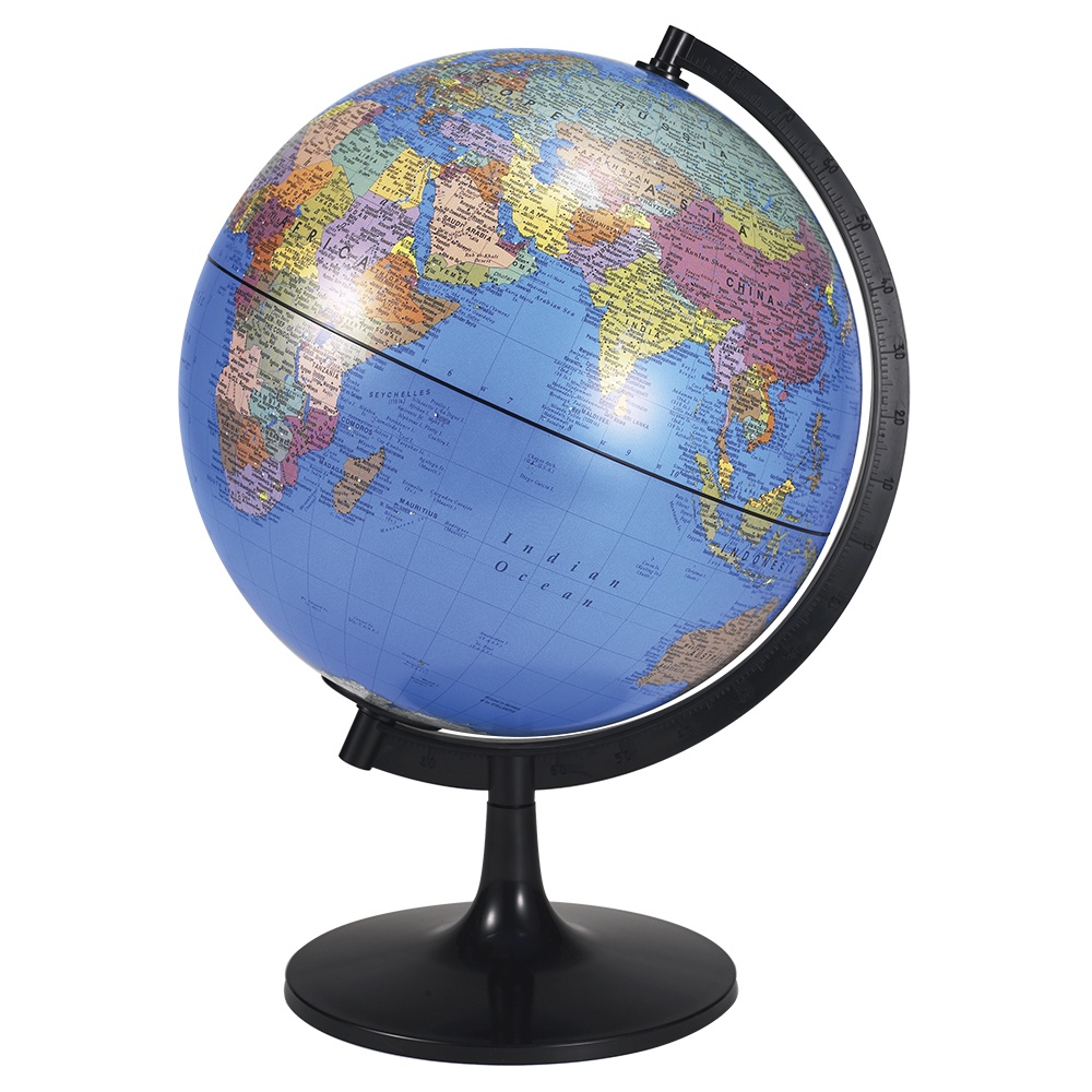 World Globe with Country Borders - 13 cm