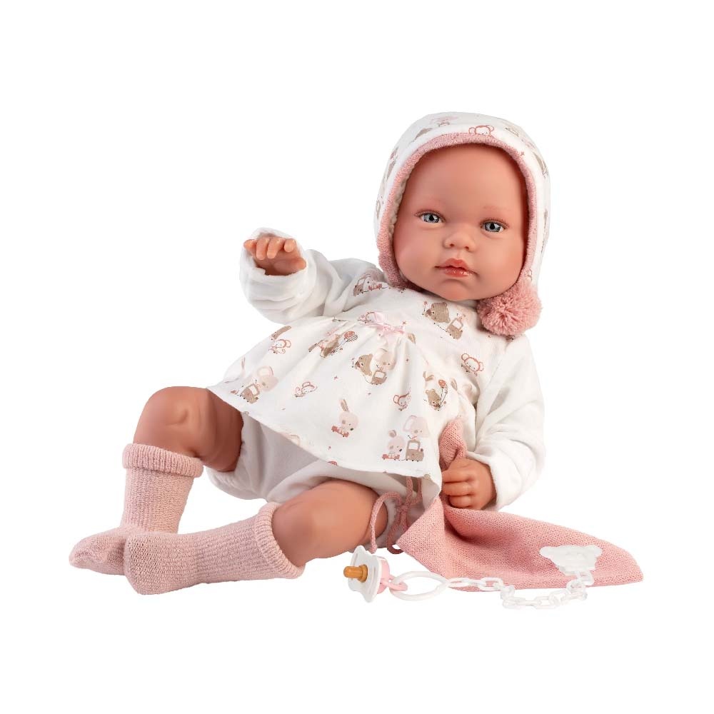 Newborn Baby Girl Doll with Crying Mechanism, Clothing & Cushion: Tala - 44cm