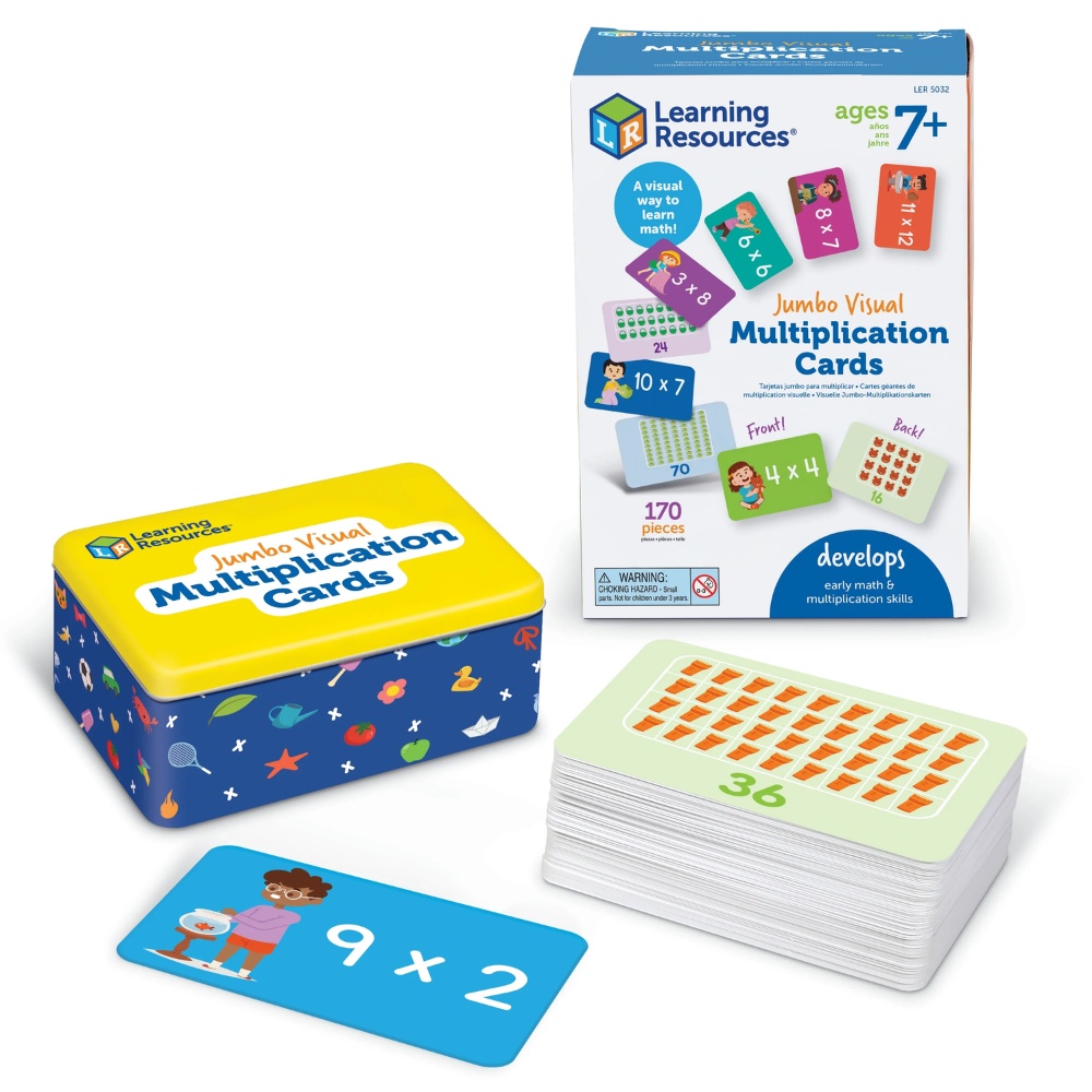 Jumbo Multiplication Learning Flash Cards in Travel tin - 170 Pieces