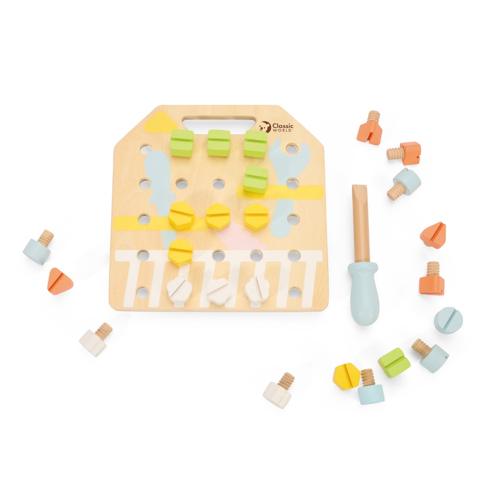 Play & Learn - Wooden Screw Board Fine Motor Activity Toy
