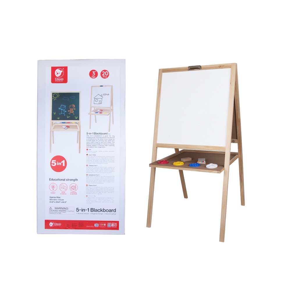 5-in-1 - Blackboard & Whiteboard Art Easel - 58 x 4 x 116 cm