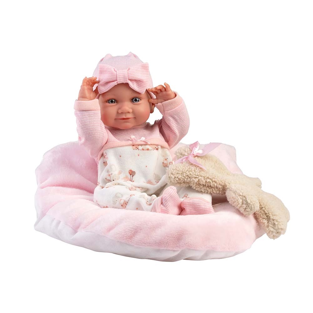 Anatomically Correct Baby Girl Doll with Clothing & Cushion: Nica - 40cm