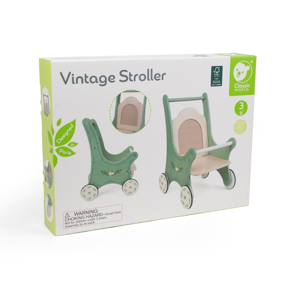 Pretend & Play - Vintage Wooden Doll Stroller