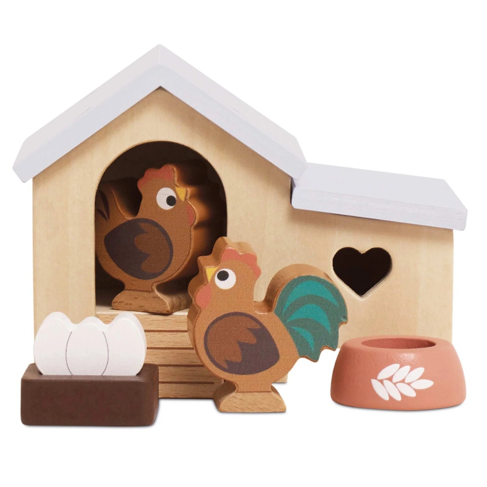 Dolls House Furniture: Chicken Coop Playset - 6pcs