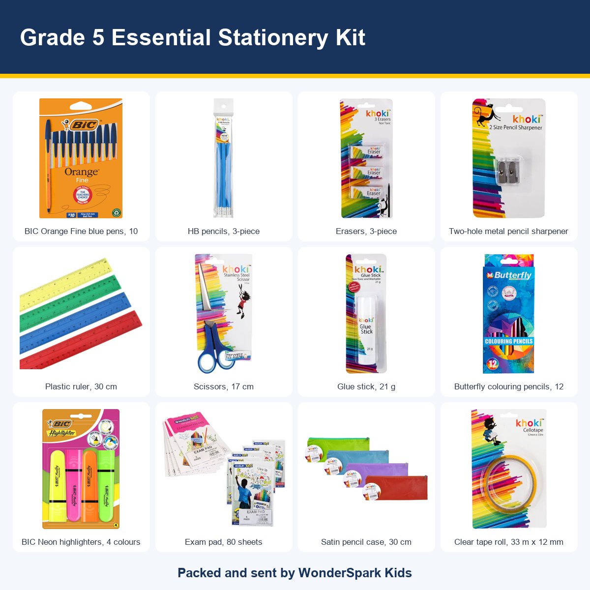 WonderSpark Kids Grade 5 Essential Stationery Kit