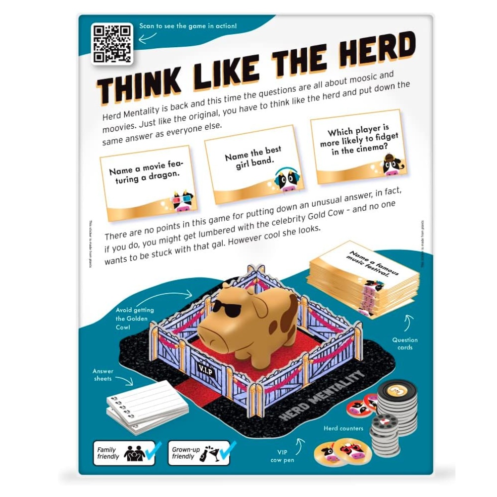 Herd Mentality: Moosic & Moovies – Fun Party Game for Families and Friends, 4+ Players