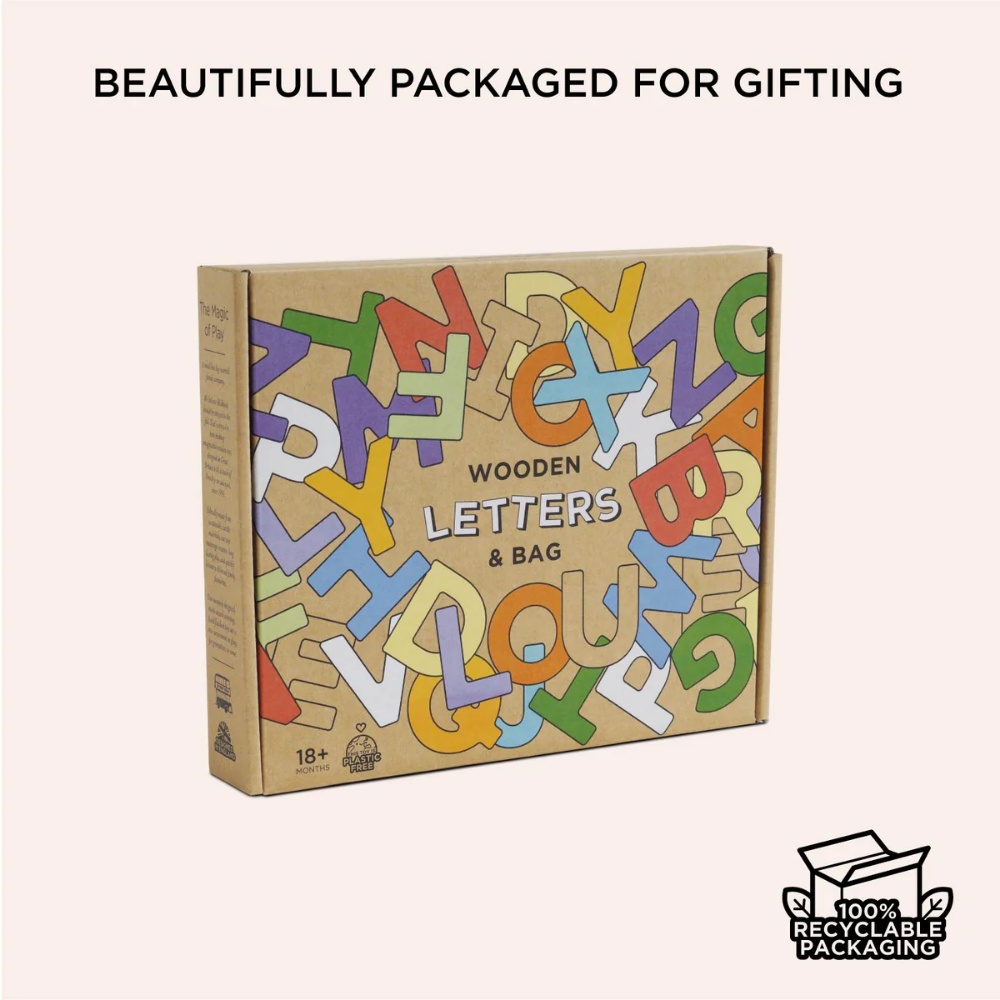Wooden Alphabet Set & Bag - 60 Letters