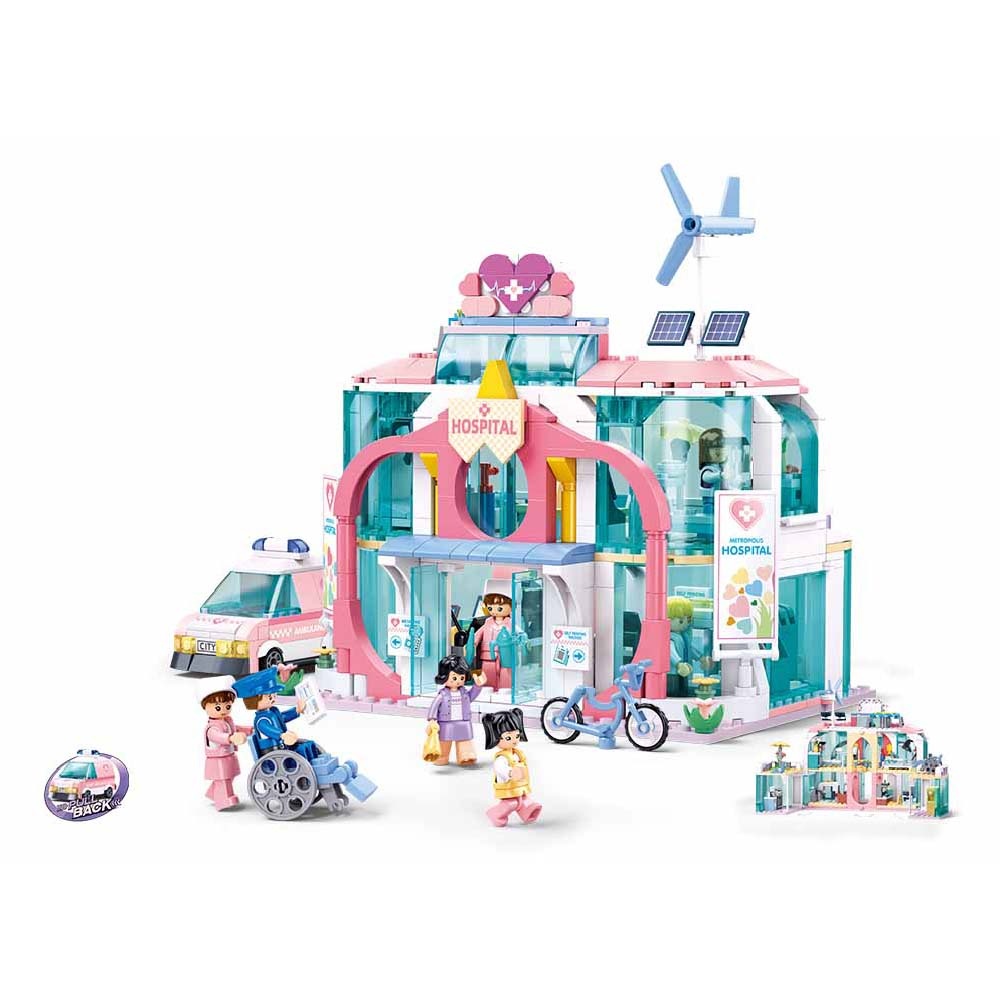 Sluban Building Set: Metropolis Pull Back - Dream City Hospital - 668 Pieces