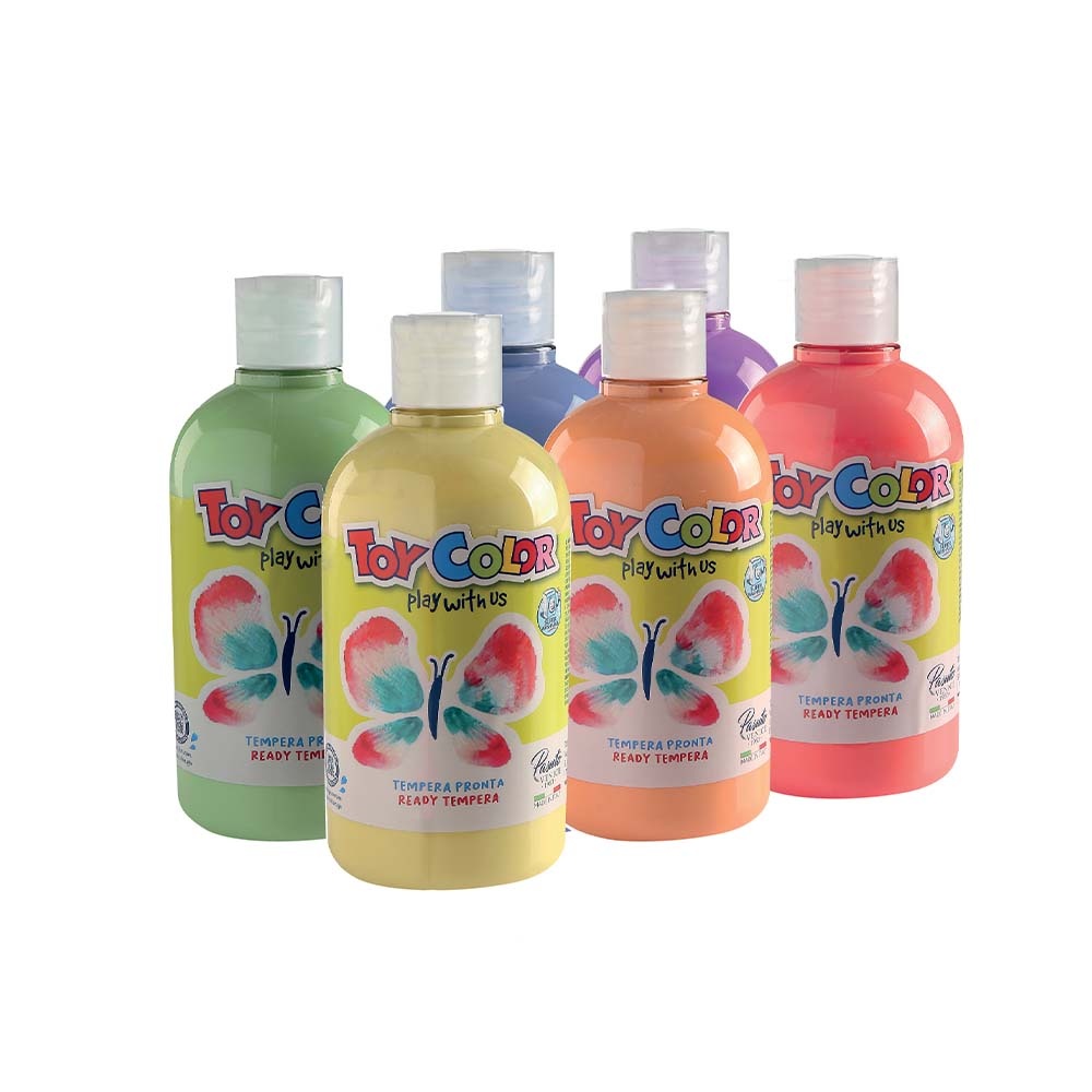 Superwashable Ready-Mix Tempera Paint for Kids - Pastel Shades - Bulk Pack 6 x 500ml