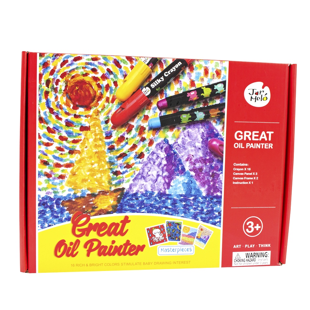 Jar Meló - Silky Crayon Arts & Crafts Kit - 16 Twistable Oil Crayons with Canvas & Frames