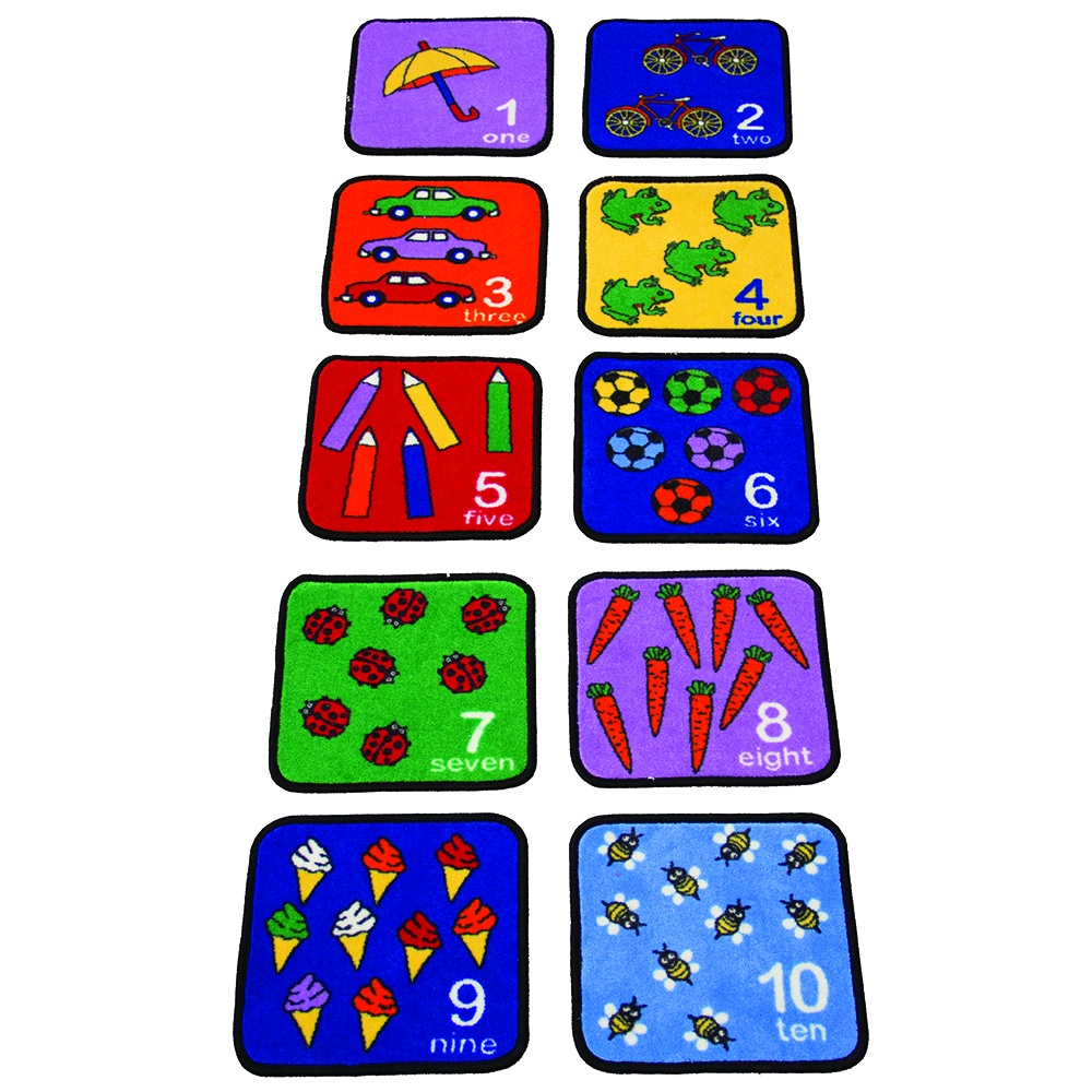 Learning Classroom Carpets - Let's Learn How 2 Count - Seating Squares - 36 x 36 cm - 10pcs