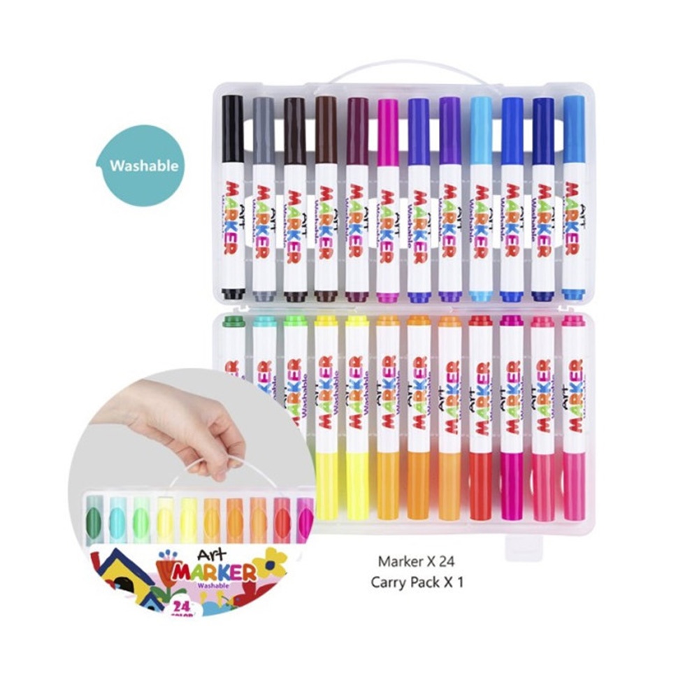 Washable Markers in Travel Case - 24 Colours