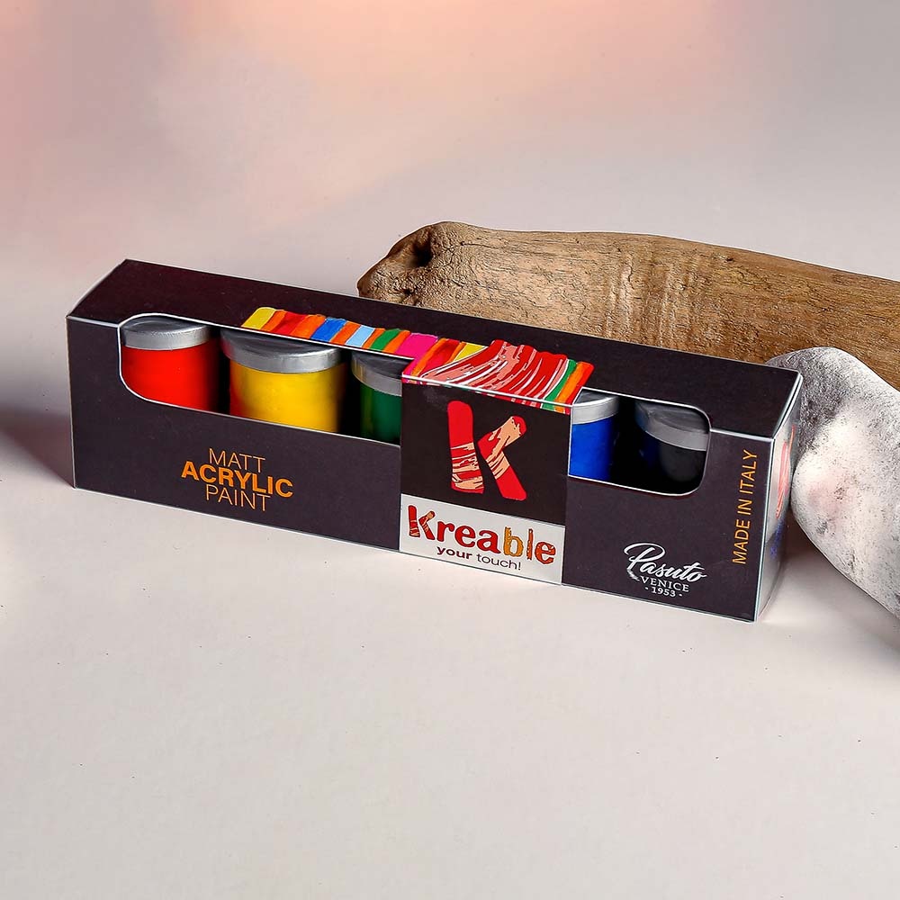 Toy Color Kreable - Matt Acrylic Paint Pots Set 5 x 25ml - Non-Toxic Water-Based Art Paint