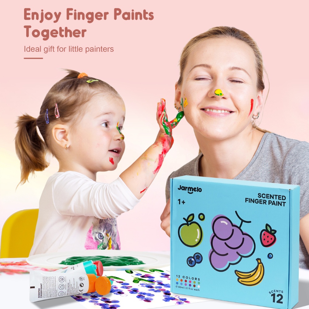 Jar Meló – Scented Finger Paint Set – 12 Colours for Kids Art & Sensory Play