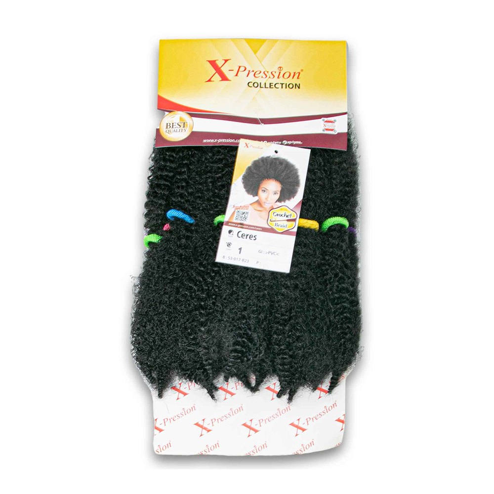 X-Pression Ceres Crochet Braid 60 Inch Colour 1 - 6 x 120g Packs