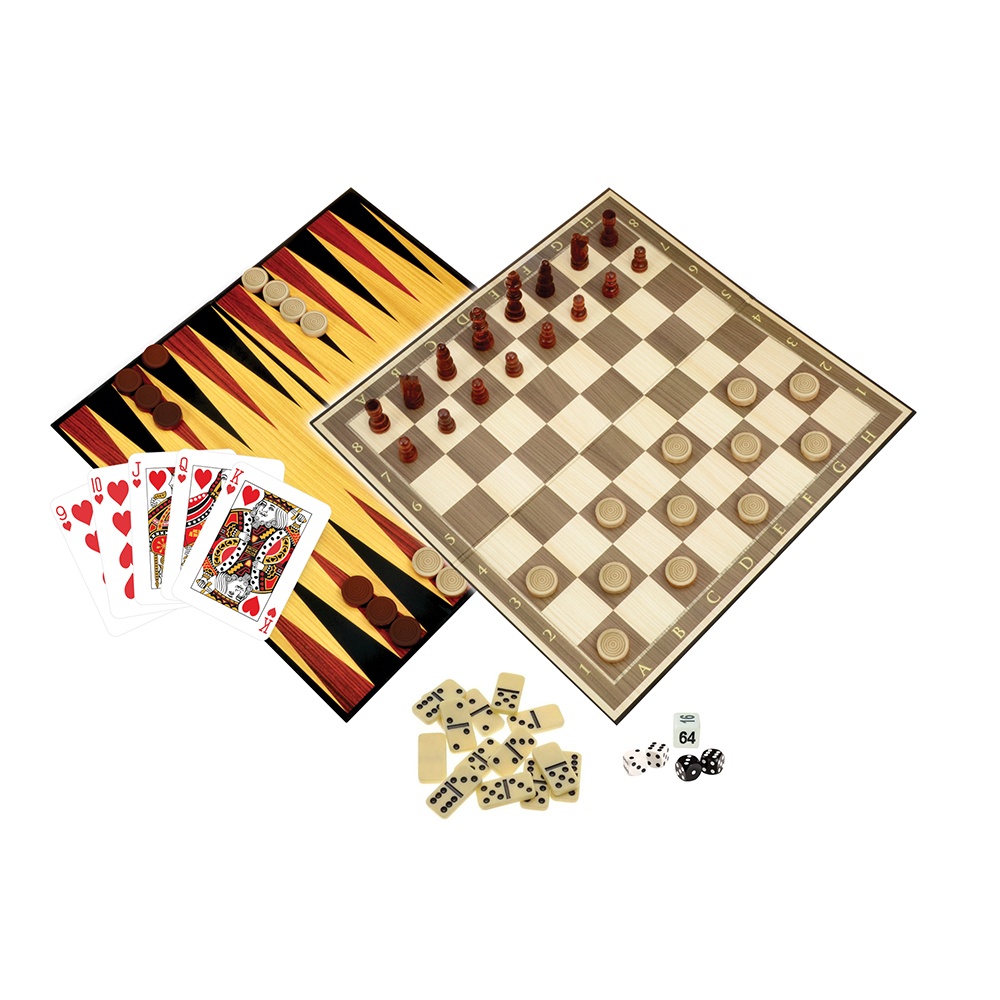 Ambassador - Classic Games - 6-in-1 Deluxe Wooden Games Set