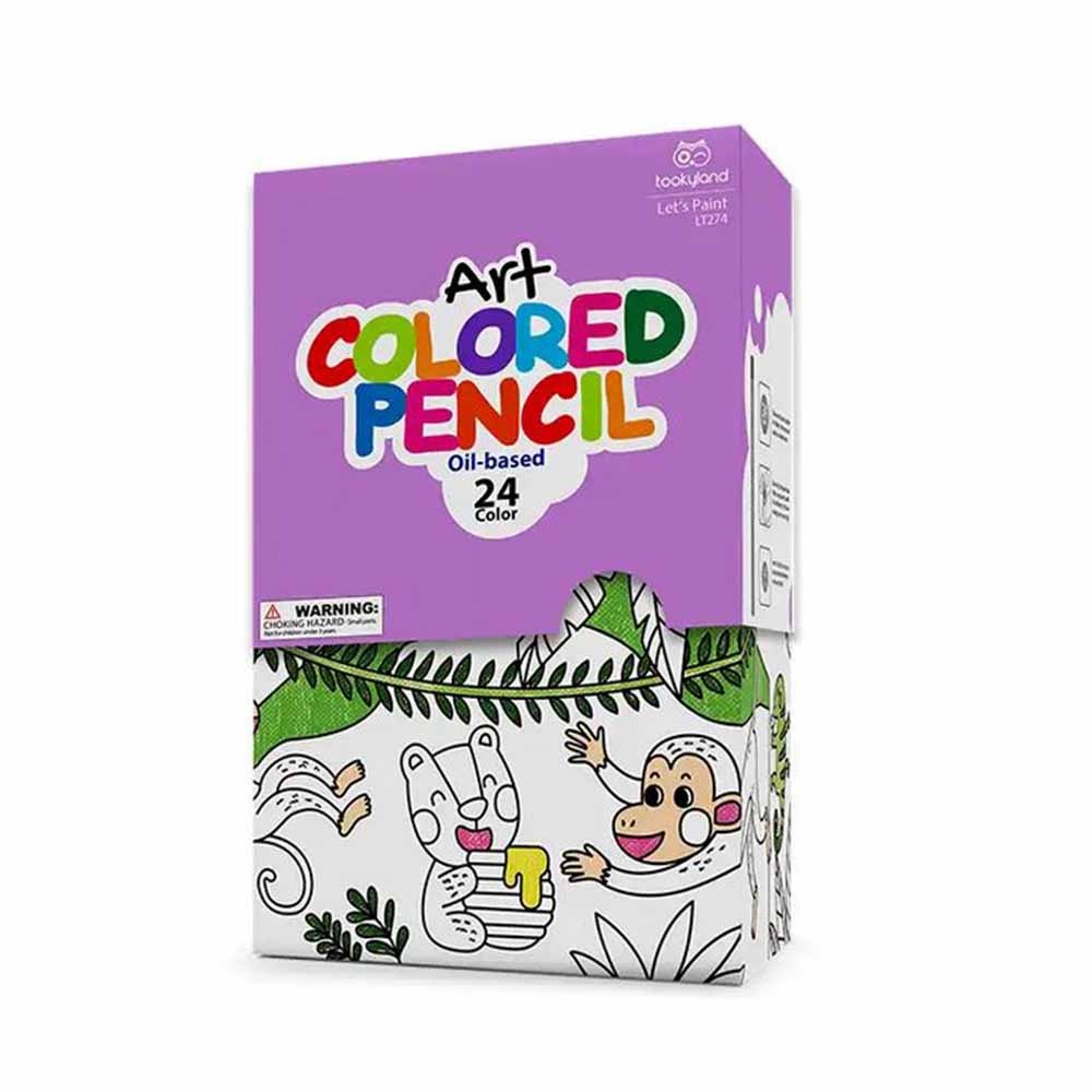 Oil-Based Coloured Pencils & Pencil Sharpener: 24 Colours