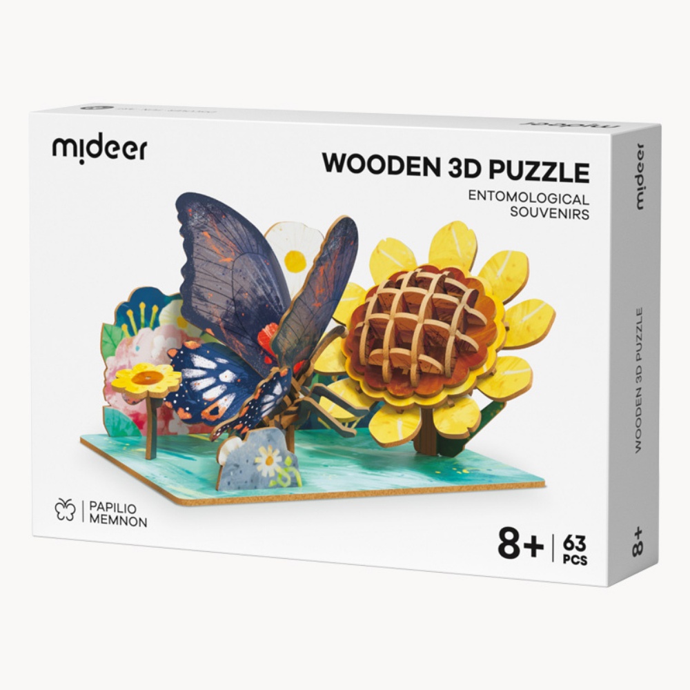 Wooden 3D Puzzle for Kids with Educational Flash Cards