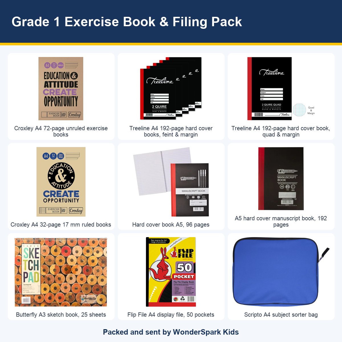 WonderSpark Kids Grade 1 Exercise Book & Filing Pack