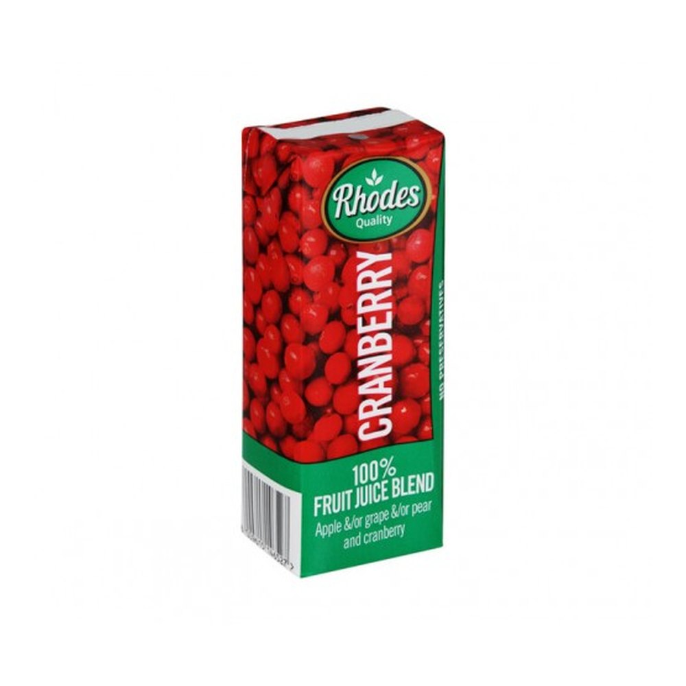 200ml Rhodes Cranberry 100% Fr/Juice Bln — 12 units