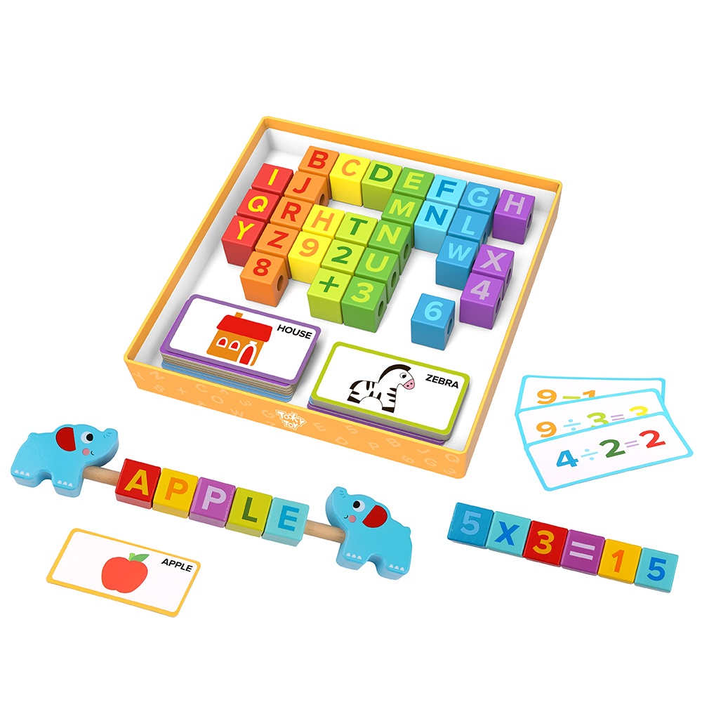 ABC & 123 Learning Wooden Blocks Box