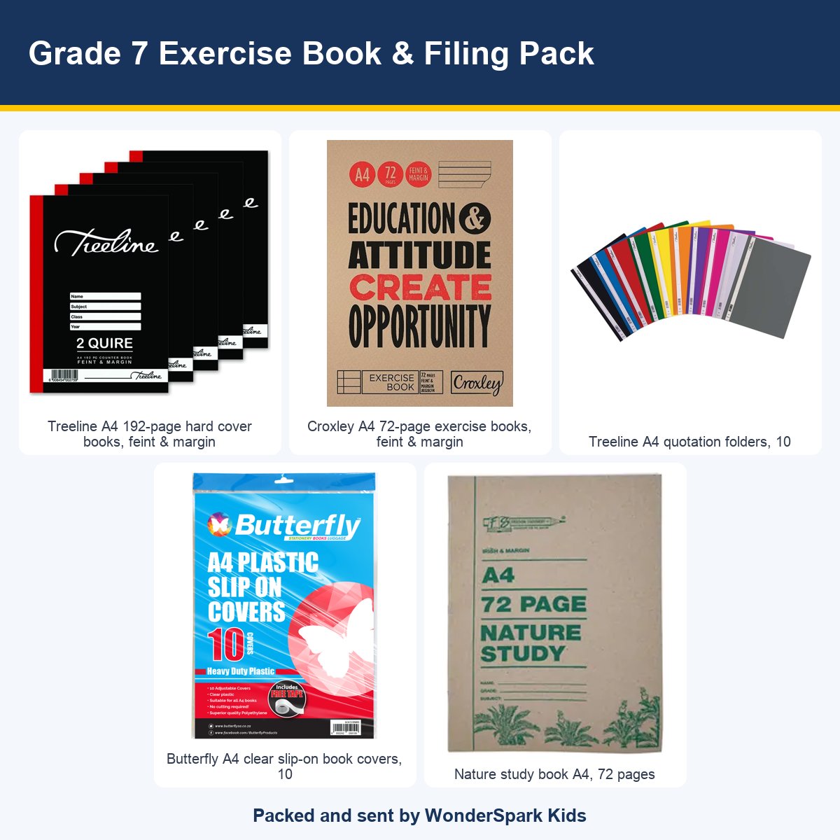 WonderSpark Kids Grade 7 Exercise Book & Filing Pack