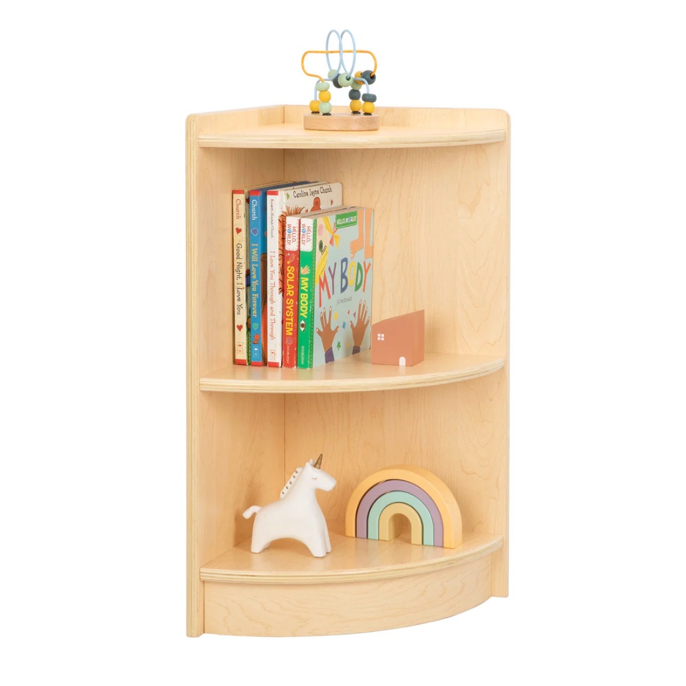 Wooden Corner Shelf and Toy Storage for Kids Room: Plywood 60x30cm
