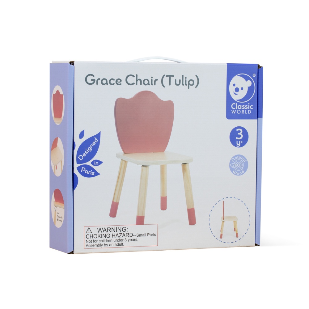 Wooden Kids Grace Chair - Tulip - 28 x 28 x 48.9 cm
