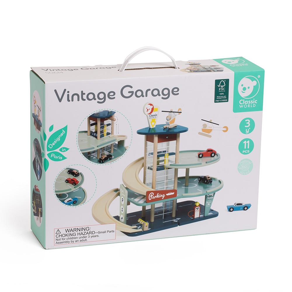 Pretend & Play - Vintage Wooden Parking Garage
