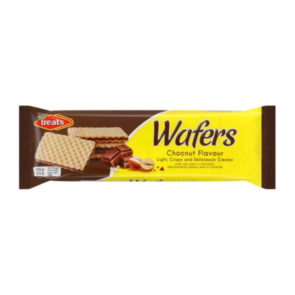 Tasty Treats Wafers All Flavours 100g (Strawberry) — 12 units
