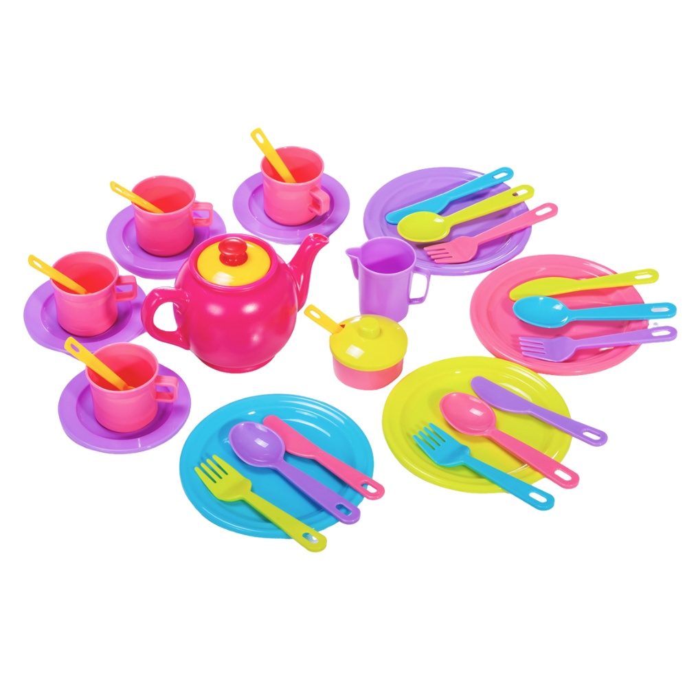 Pretend & Play Tea & Dinner Set - Pastel - 34pcs