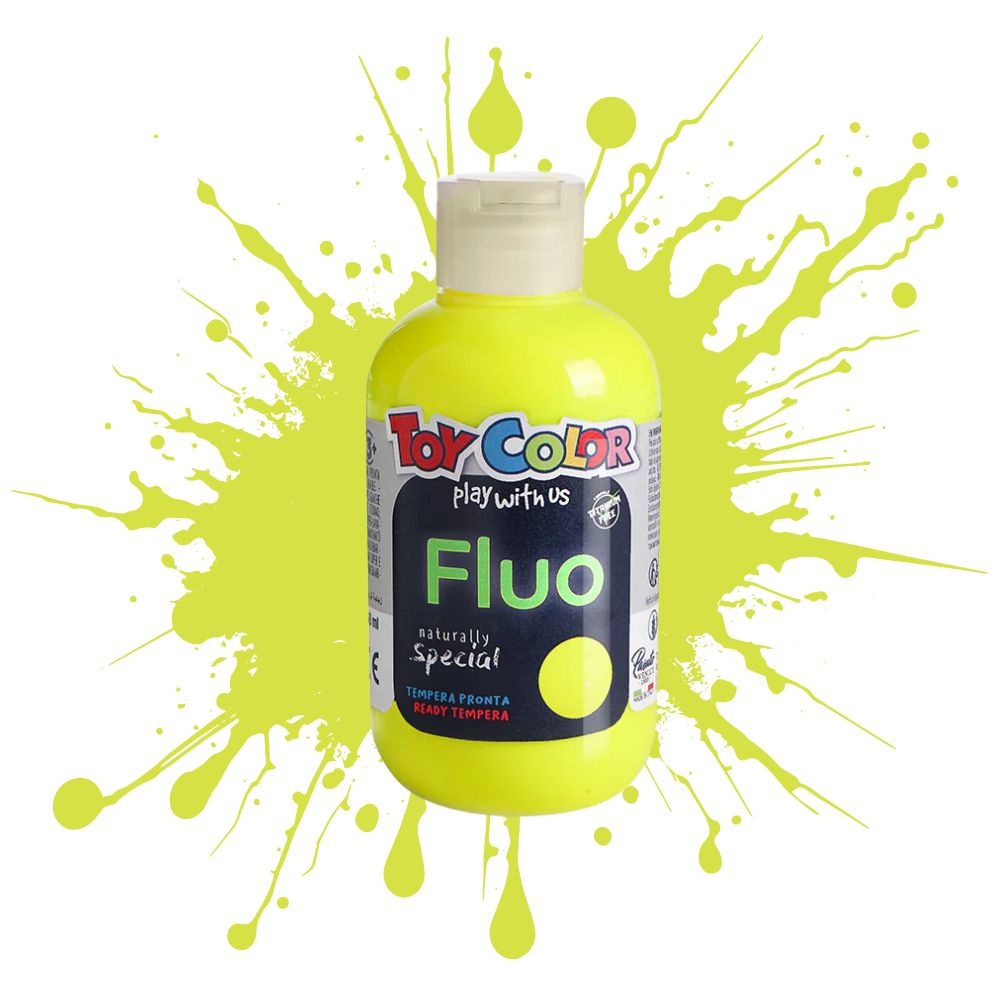 Superwashable Ready-Mix Tempera Paint for Kids - Fluorescent Shades - 4 x 250ml