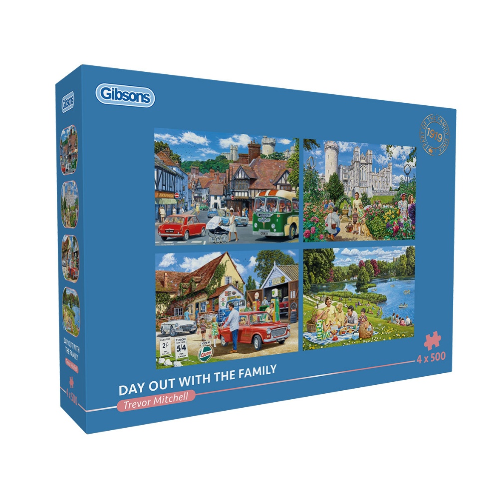 Gibsons - Day out with the Family - 4 x 500 Piece Jigsaw Puzzles