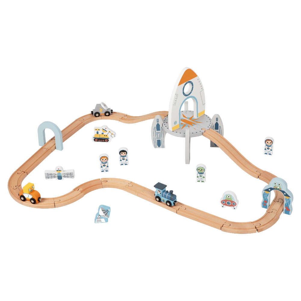 Wooden Space Station Train Toy Set
