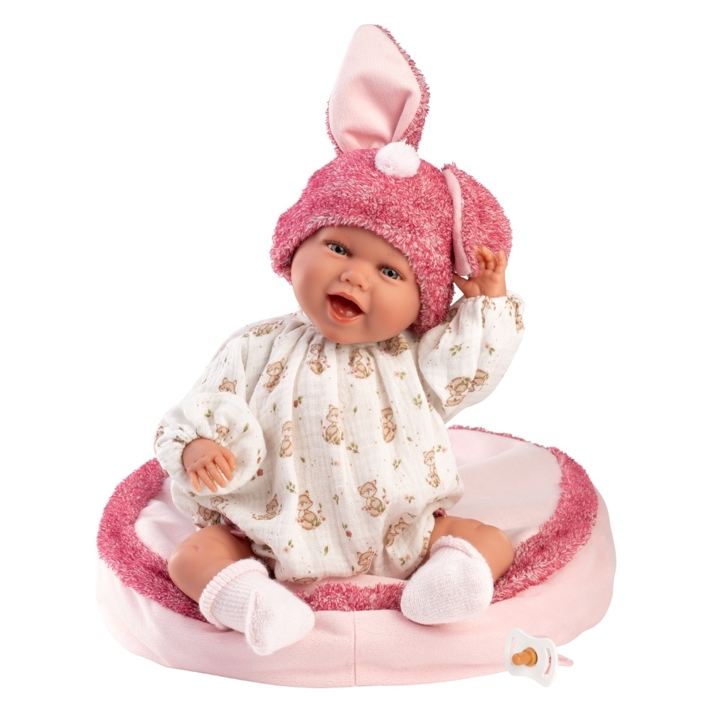 Baby Girl Doll with Outfit & Pink Cushion: Mimi - 42cm