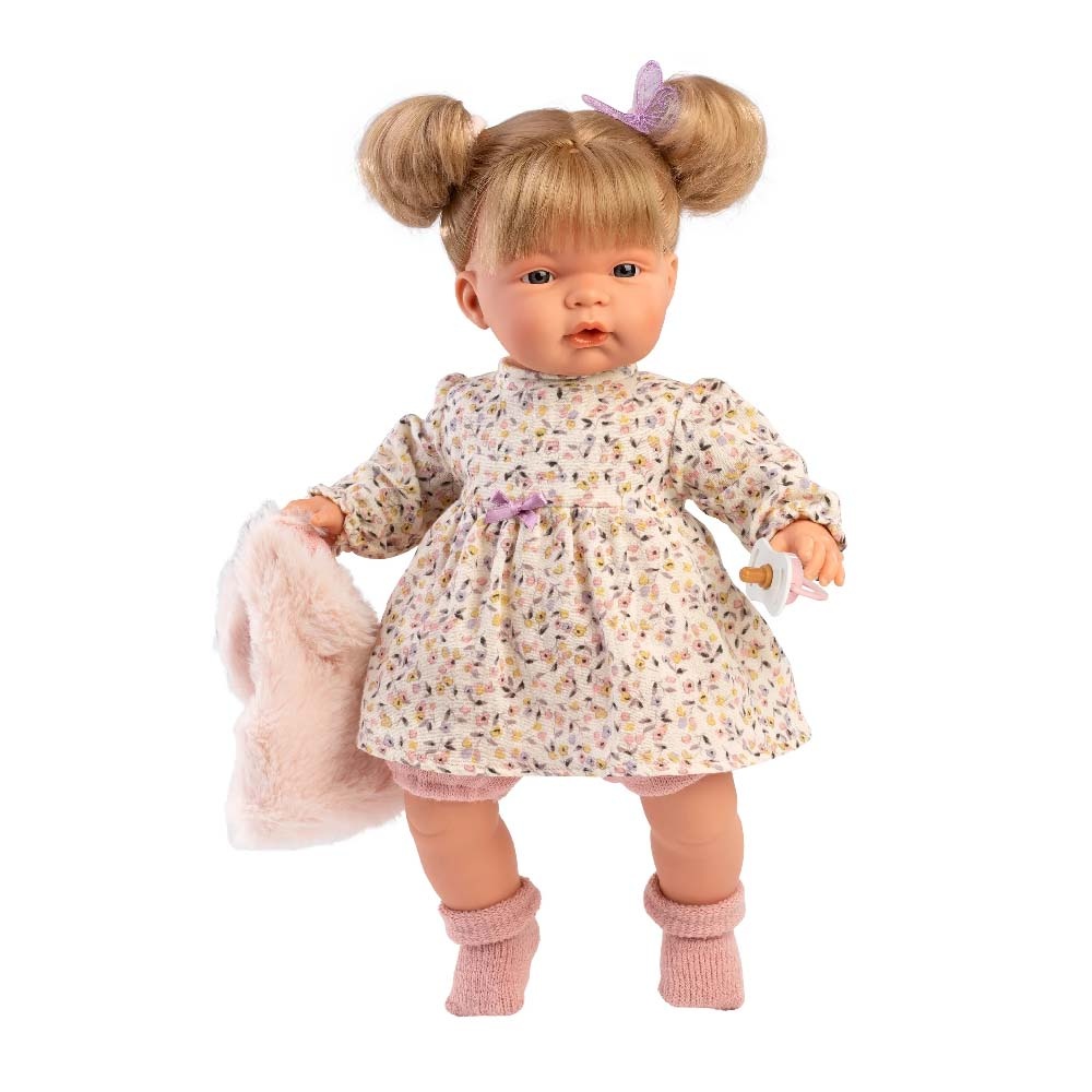 Baby Girl Doll with Crying Mechanism, Clothing, Fur Vest, & Accessories: Joelle - 38cm