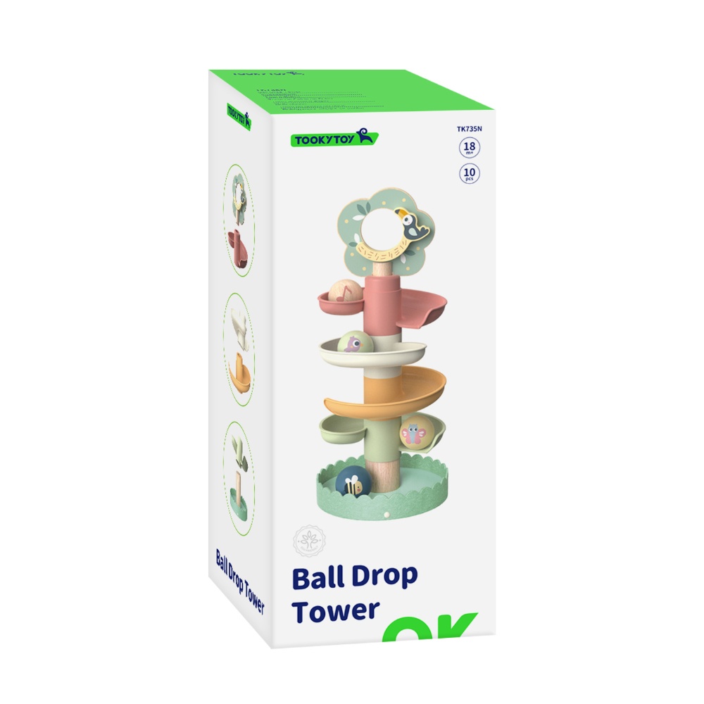Ball Drop Tree Wooden Activity Toy for Toddlers - 10 Pieces