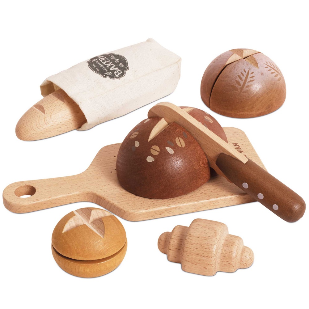 Wooden Artisan Bread & Knife Set - 12pcs