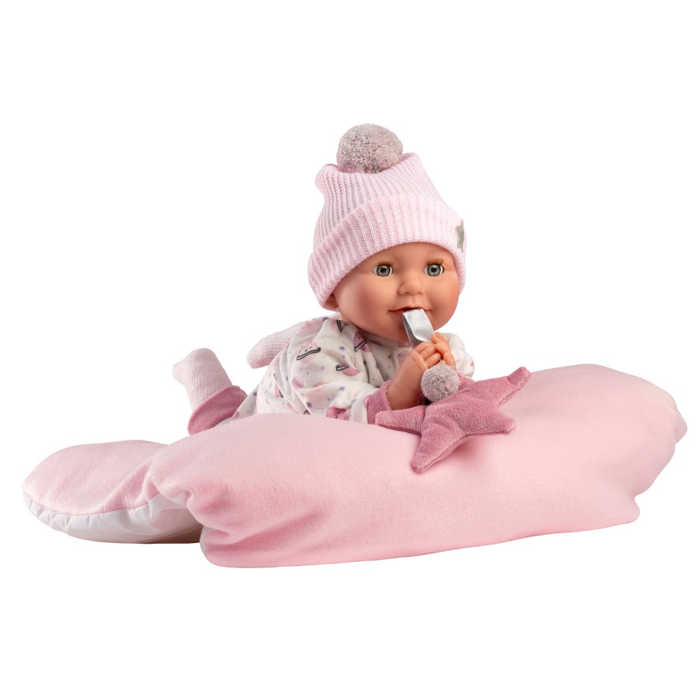 Baby Girl Doll with Crying Mechanism, Clothing & Cushion: Heidi - 42cm